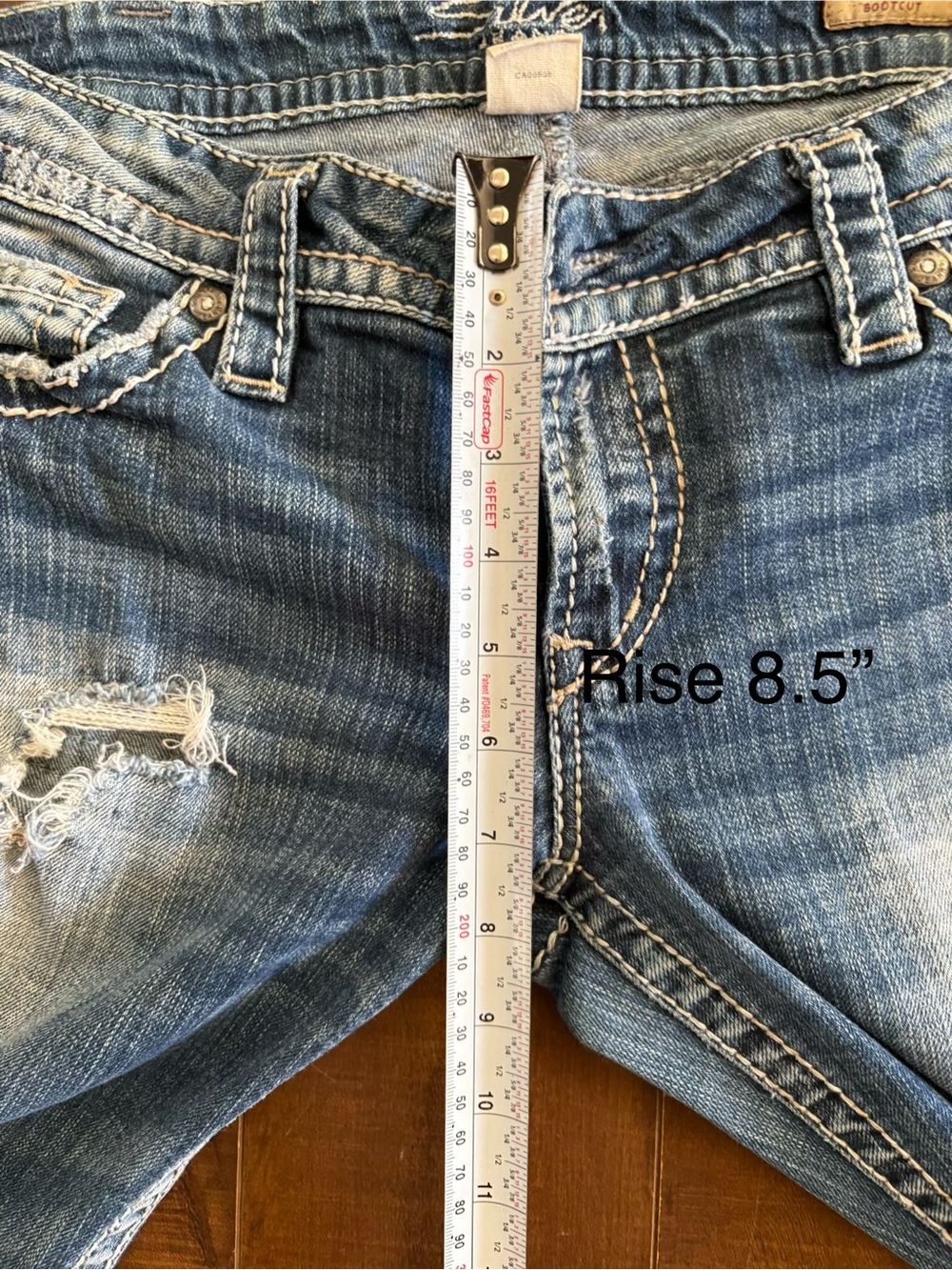 Silver Jeans Co. Pioneer Bootcut Distressed Medium Wash Jeans Size 31x33 - Picture 9 of 12